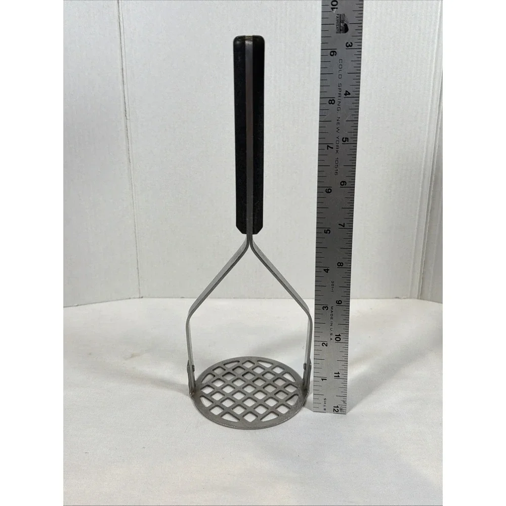 Vintage EKCO Atomic Starburst Potato Masher Black Handle MCM Kitchen USA